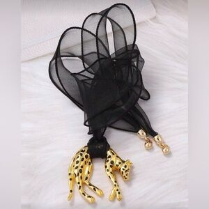 Elegant Black and Gold Scarf Necklace